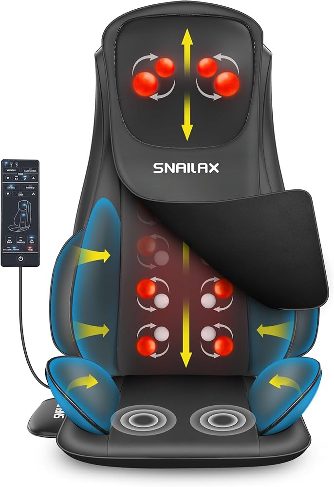 Snailax Shiatsu Neck Back Massager with Heat, Massage Chair Pad with Compression, Full Body Chair... | Amazon (US)