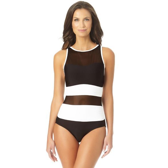 Anne Cole - High Neck Mesh One Piece Swimsuit | Target