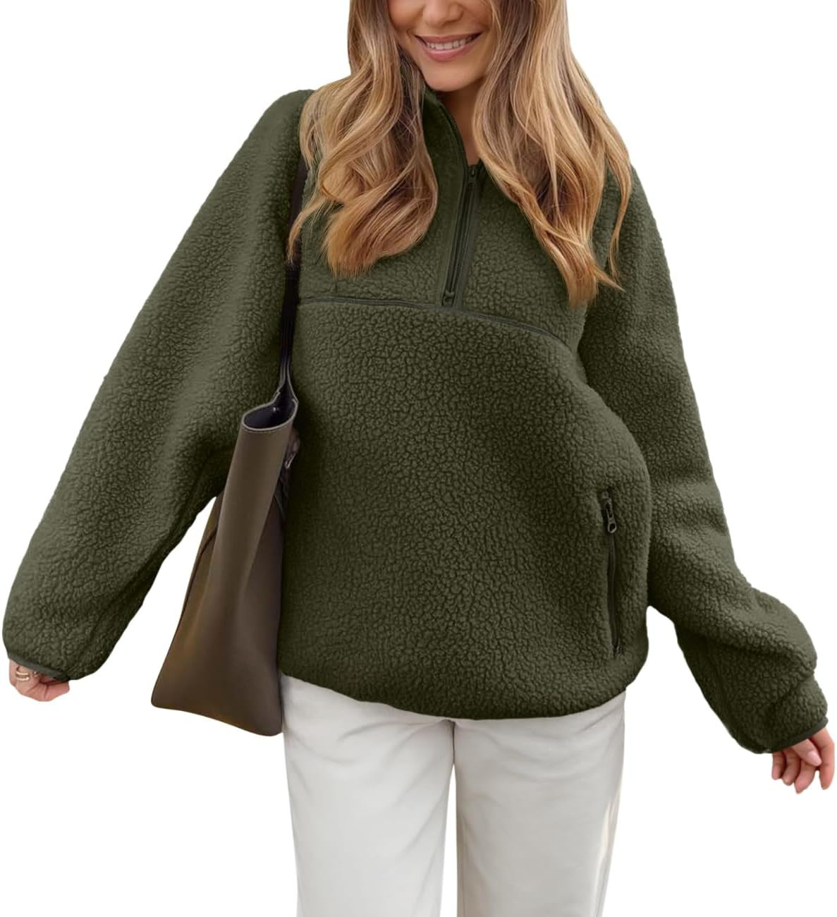 LASLULU Womens Half Zip Pullover Sherpa Fleece Jacket Winter Clothing | Amazon (US)