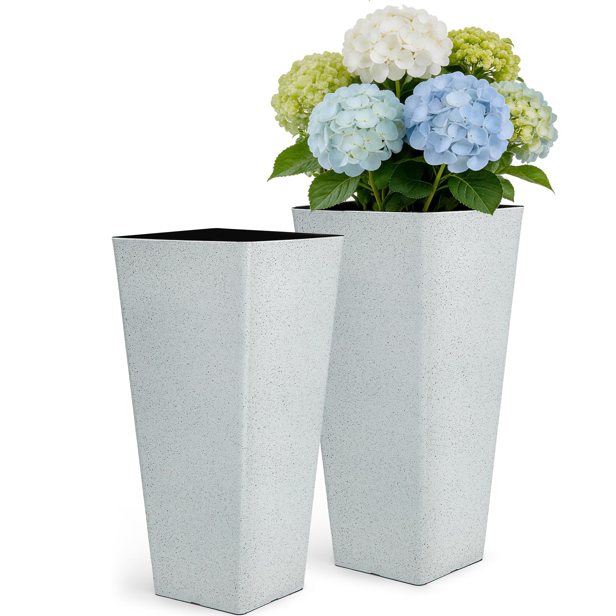 28" Tall Planters for Outdoor Plants, Extra-Large White Flower Pots for Blaconl, Porch, Living Ro... | Amazon (US)