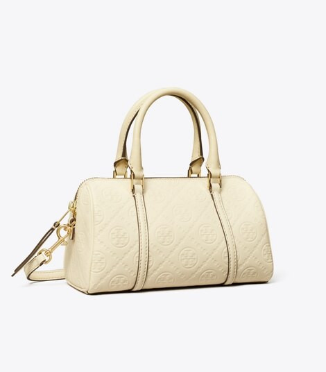 T MONOGRAM CONTRAST EMBOSSED PETITE BARREL BAG | Tory Burch (US)