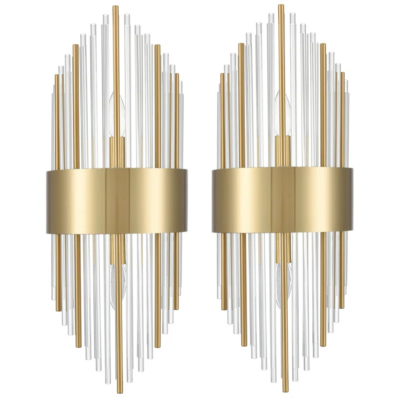 Madisonburg Gold Crystal Glass Sconce Set of 2 | Wayfair North America