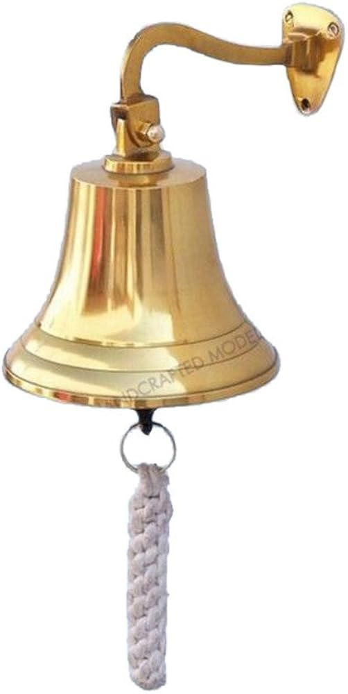 Hampton Nautical 3xglass-101 Brass Plated Hanging Ship's Bell 9" Nautical Home Decoration, 9 inch | Amazon (US)