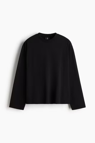 H & M - Oversized Fit Long-sleeved jersey top - Black | H&M (UK, MY, IN, SG, PH, TW, HK)