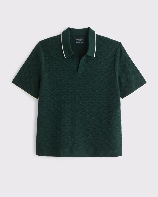 Preppy Tipped Johnny Collar Sweater Polo | Abercrombie & Fitch (US)