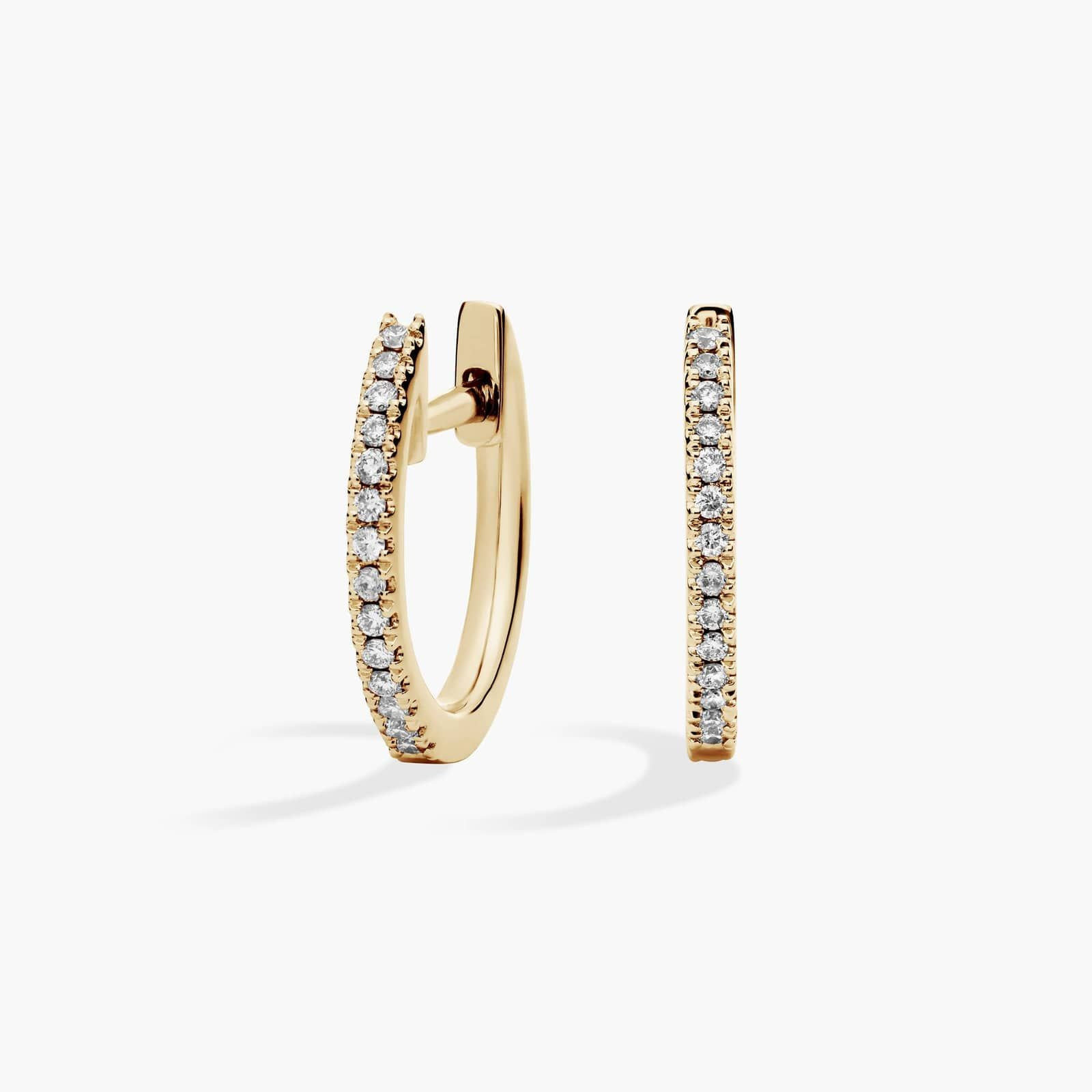 Petite Diamond Huggie Hoop Earrings in 14k Yellow Gold (1/10 ct. tw.) | Blue Nile