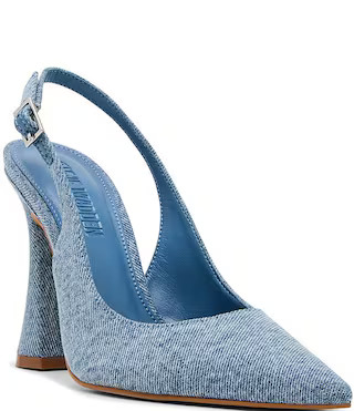 Steve Madden Blare Denim Sculptural Heel Slingback Pointed Toe Pumps | Dillard's | Dillard's