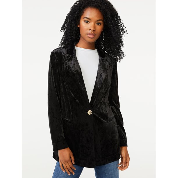 Scoop Women's Crushed Velvet Blazer - Walmart.com | Walmart (US)
