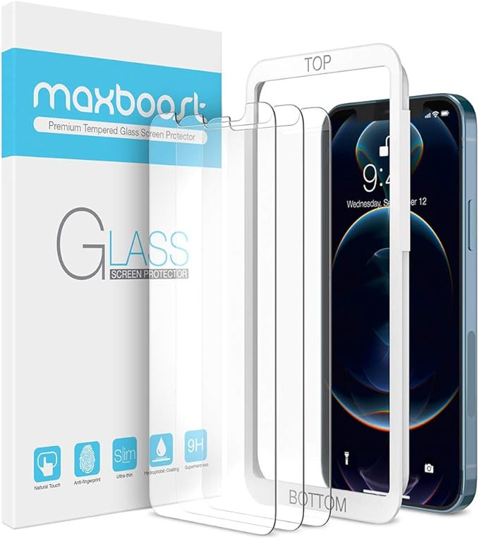 Maxboost Screen Protector Designed for iPhone 12 Screen Protector, iPhone 12 Pro Screen Protector... | Amazon (US)