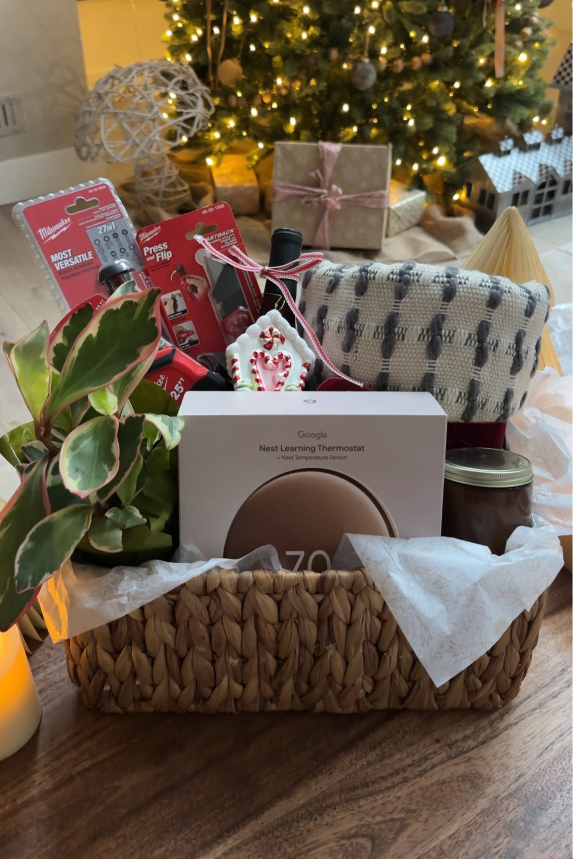 The ultimate new homeowner gift basket! Put together something thoughtful, cozy, and practical:

🪴 A plant and a soft blanket for those warm, welcoming vibes
🛠 Must-have tools that every homeowner needs - BOGO sale!
🌡 The smartest upgrade: a thermostat that learns your preferences, saves energy, and can be controlled from your phone! 

This basket has a little bit of everything to make a new house feel like home. 🏠 Thanks to The @HomeDepot, it's easy to create a thoughtful gift with everyday low prices and convenient delivery options! #TheHomeDepot #TheHomeDepotPartner 

#LTKHoliday #LTKGiftGuide #LTKCyberWeek