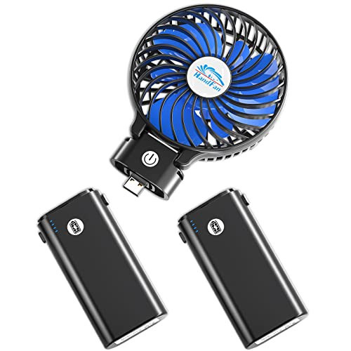 HandFan 10400mAh Powerful Handheld Fan, 40Hrs Long-Lasted Hand Fan Rechargeable, Mini Personal Fans Foldable, Heavy Duty Battery Fans Portable for Travel Beach Concerts Cruise Makeup(Blue Blade) | Amazon (US)