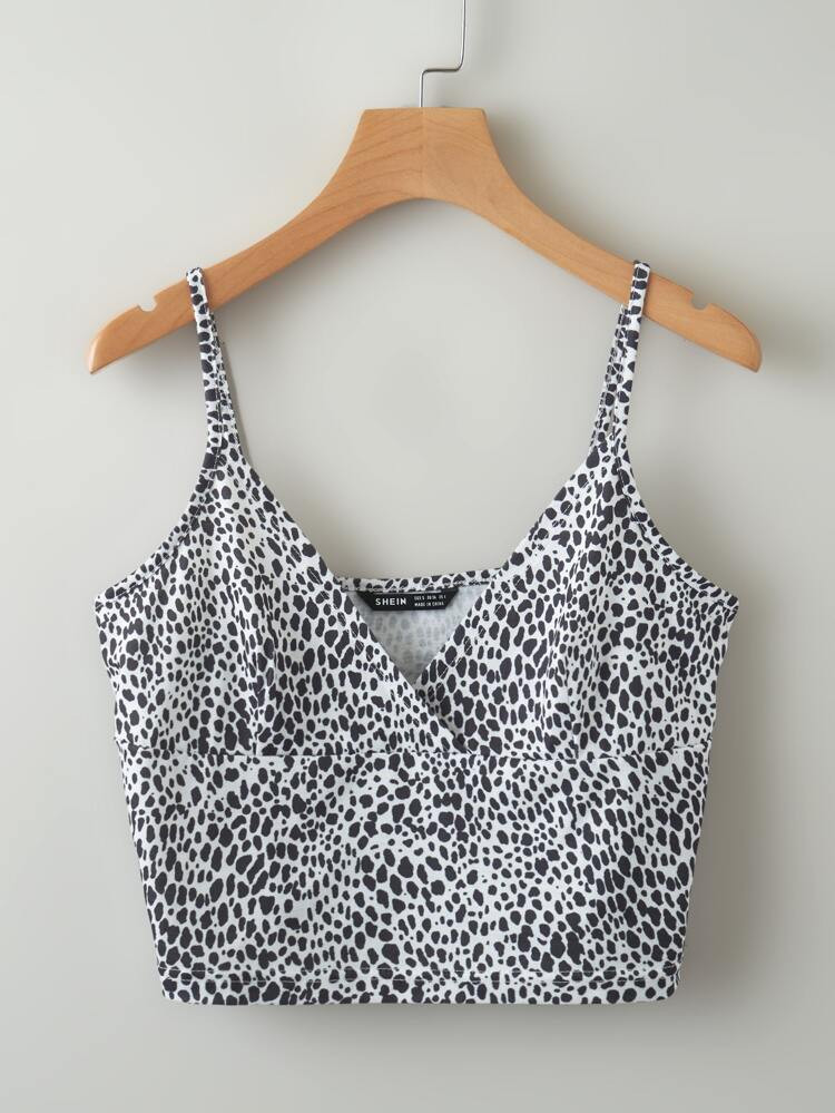 Allover Print Surplice Front Crop Cami Top | SHEIN USA | SHEIN
