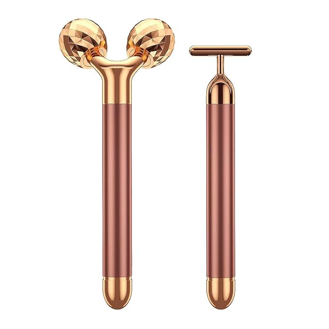 2-IN-1 Beauty Bar 24k Golden Pulse Facial Face Massager, Electric 3D Roller and T Shape Arm Eye N... | Amazon (US)