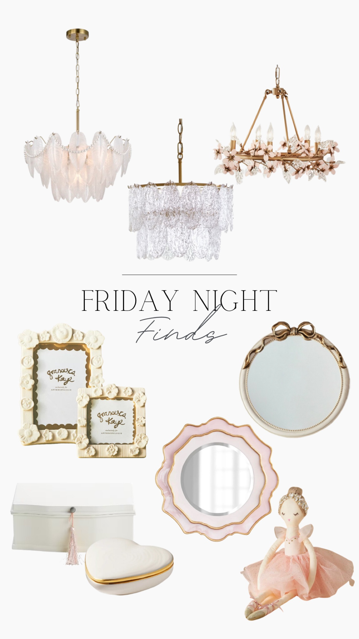 Friday night finds 

Chandelier, picture frame, mirror 

#LTKSeasonal #LTKhome #LTKkids