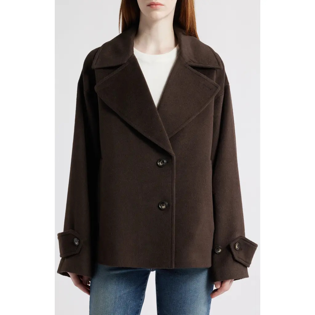 Bernardo Single Breasted Crop Coat in Seal Brown at Nordstrom Rack, Size Small | Nordstrom Rack