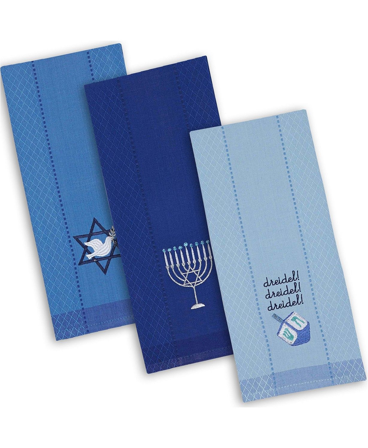 Design Imports Assorted Hanukkah Embroidered Dishtowels Set & Reviews - Home - Macy's | Macys (US)