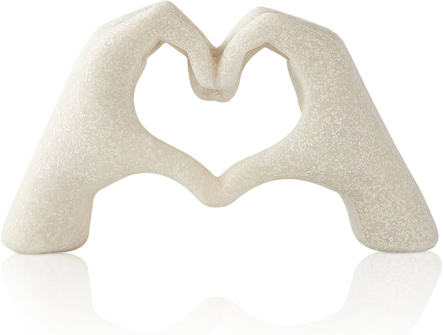 Marble Gesture Heart Decoration, Modern Love Statue Finger, Abstract Heart Hands Sculpture Home W... | Amazon (US)