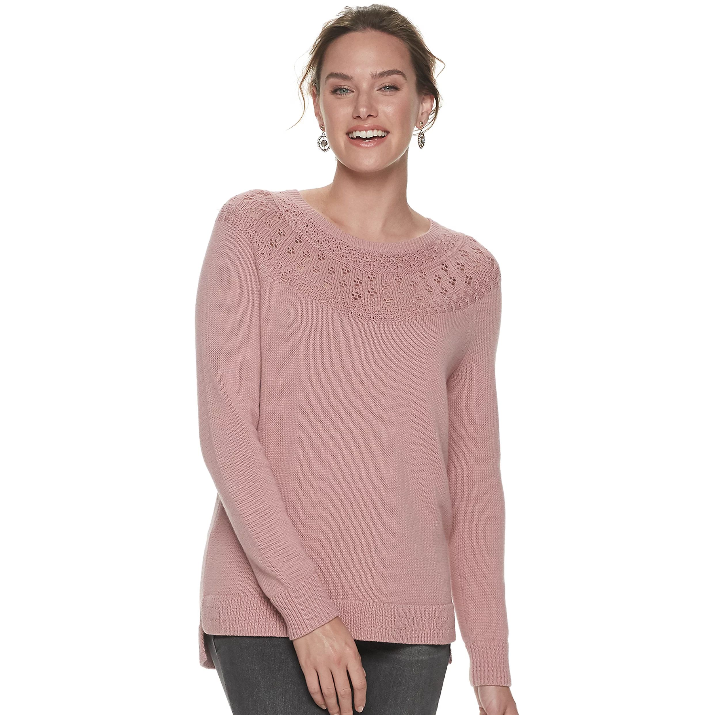 Women's SONOMA Goods for Life™ Pointelle Yoke Sweater | Kohl's