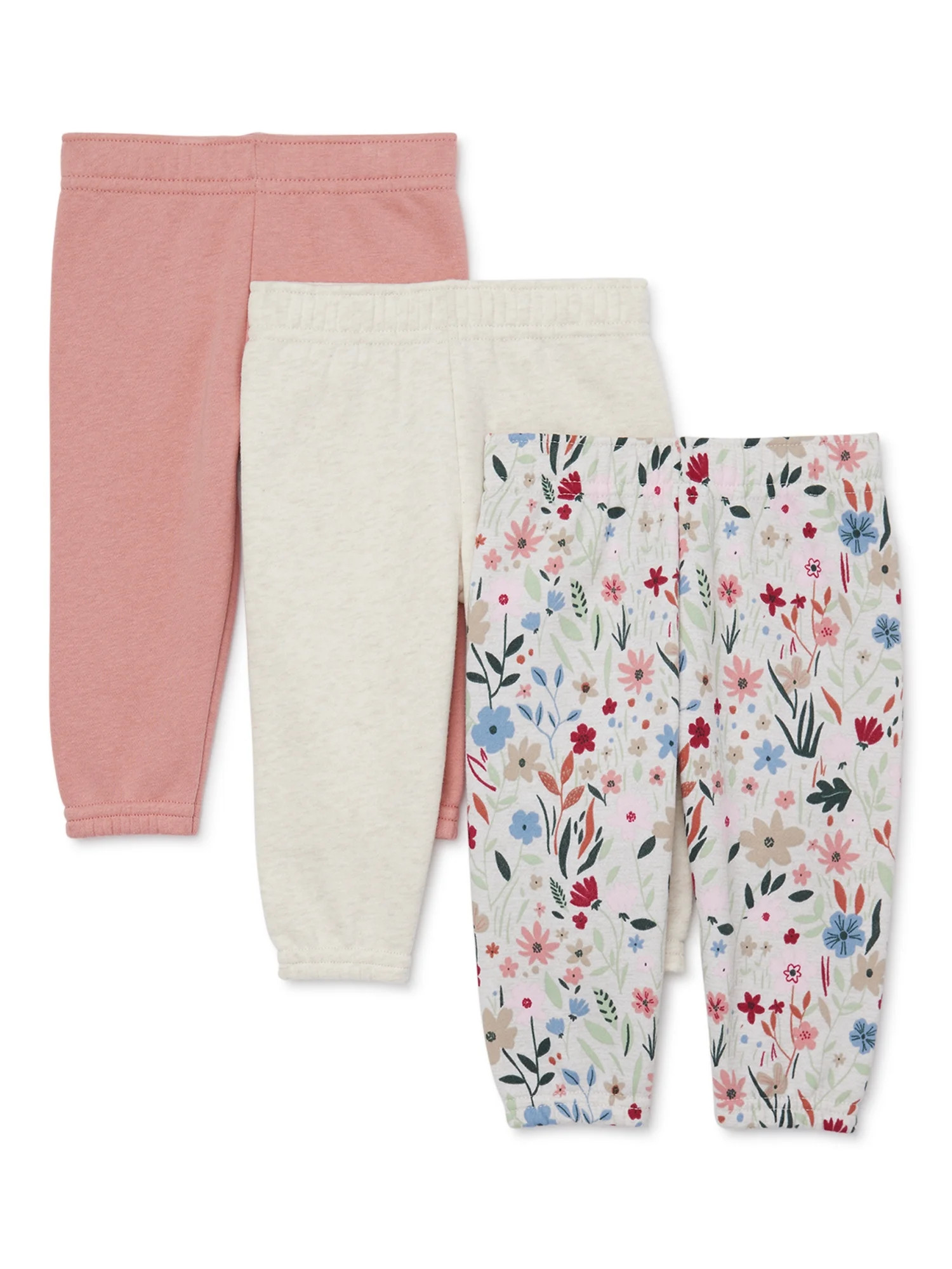 Garanimals Baby Girls' Fleece Jogger Pants, 3-Pack, Sizes 6M-24M - Walmart.com | Walmart (US)