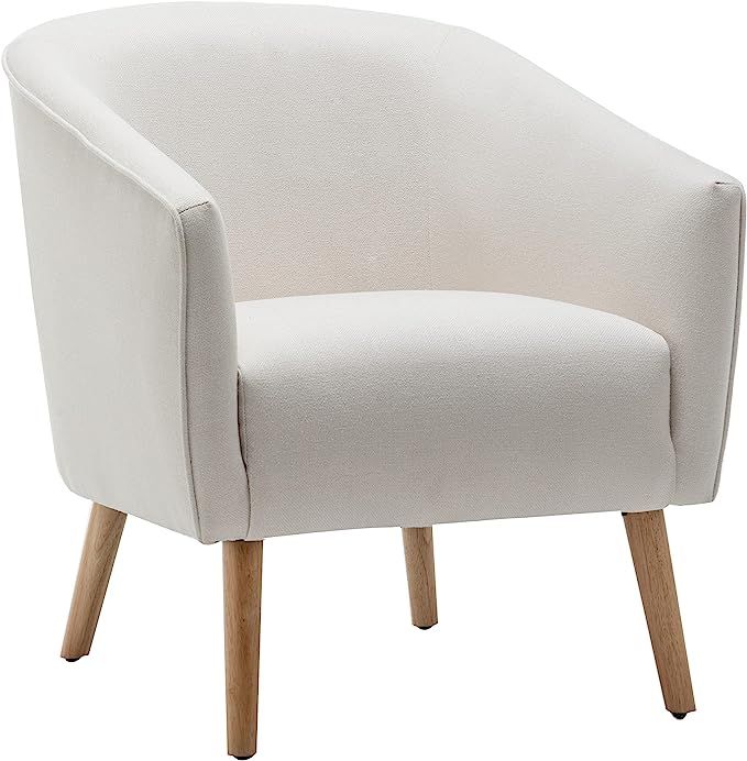 Wovenbyrd Mid-Century Modern Barrel Accent Chair with Tapered Legs, Cream Fabric | Amazon (US)