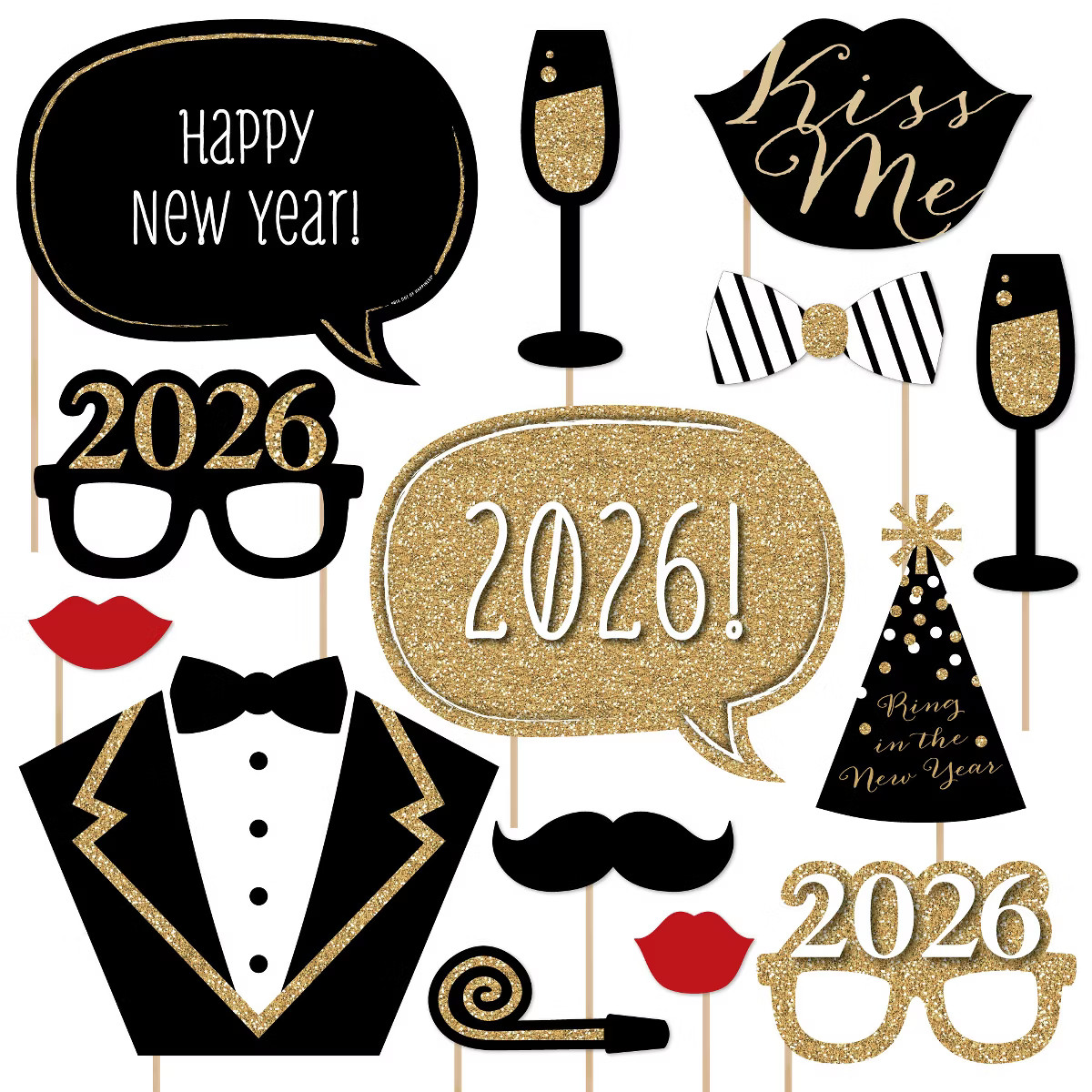 Big Dot of Happiness New Years Eve Party - Gold - 2026 New Year's Photo Booth Props Kit - 20 Coun... | Target