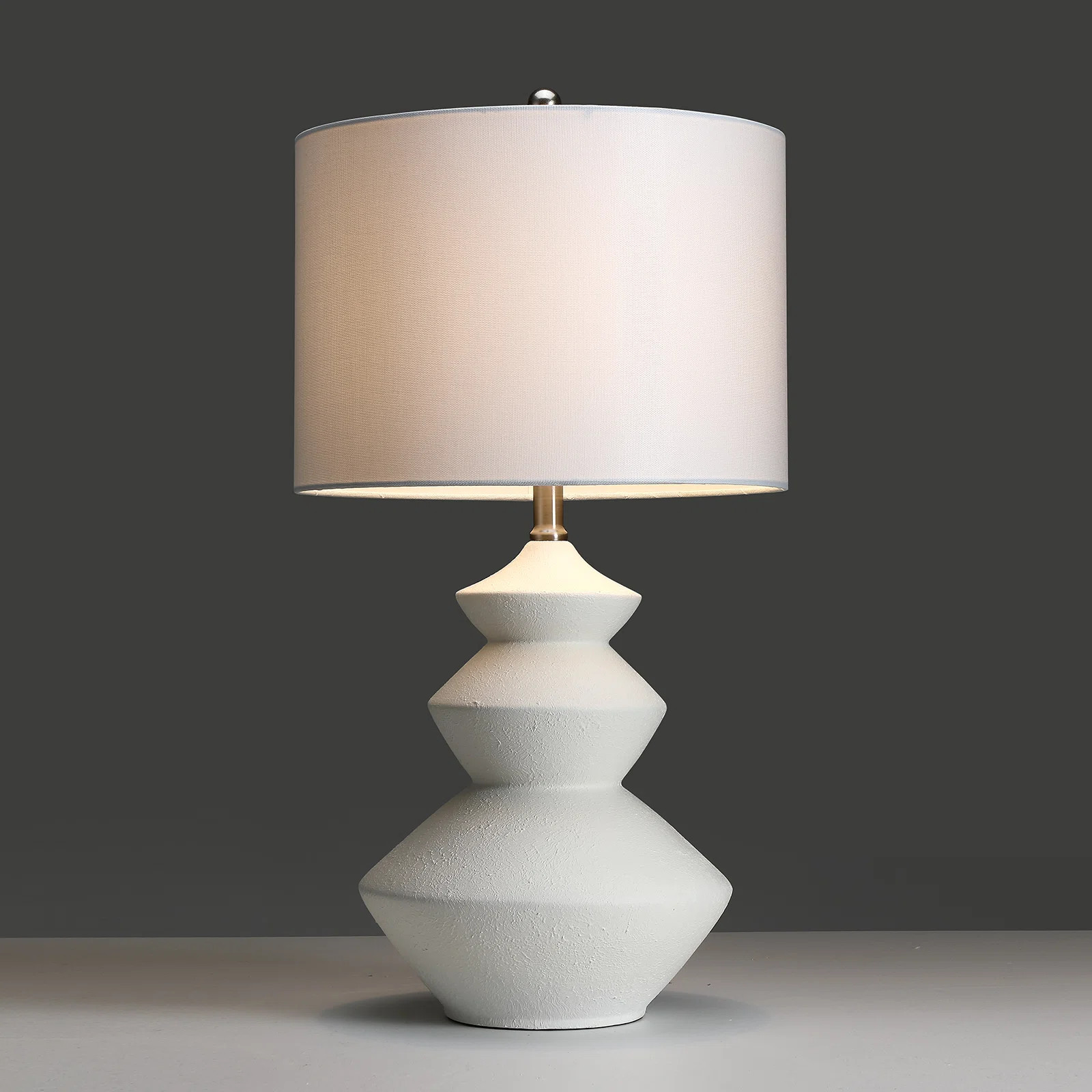 3-way White Ceramic Table Lamp With Drum Shade | Wayfair North America