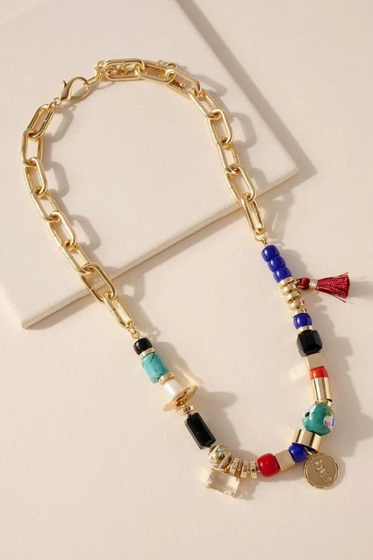 Adaline Tassle Necklace - Gold Multicoloured | Petal & Pup (US)