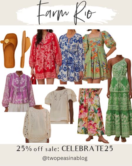 Farm Rio. Anniversary sale 25% off. Summer dresses. Colorful style. 
Code: CELEBRATE25

#LTKSeasonal #LTKover40 #LTKsalealert