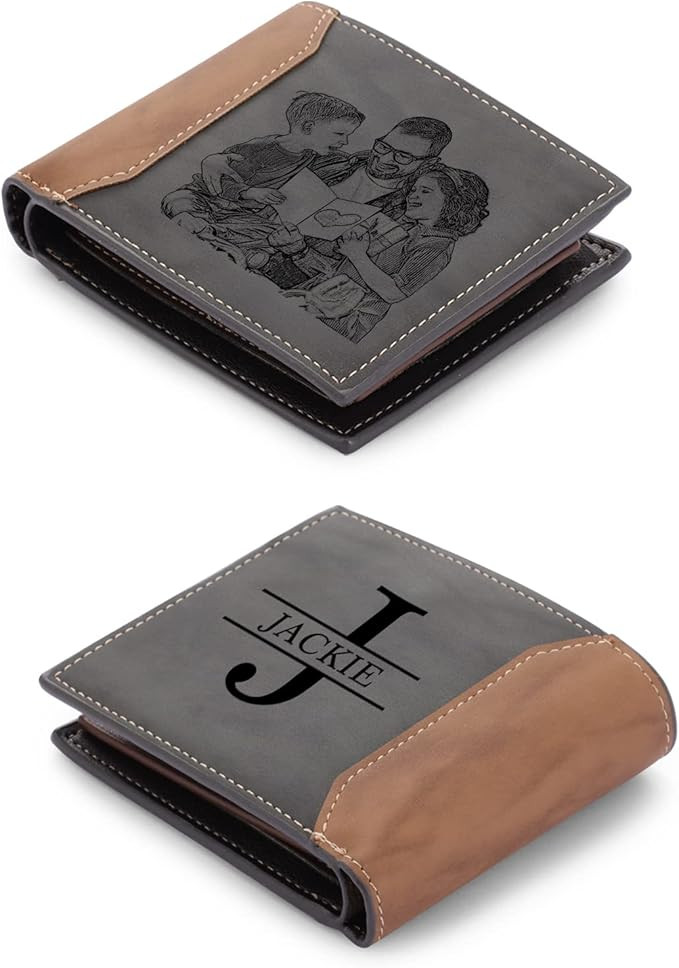 lagofit Gifts for Dad Personalized Custom Photo Wallets for Men Engraved Picture & Initial Name W... | Amazon (US)
