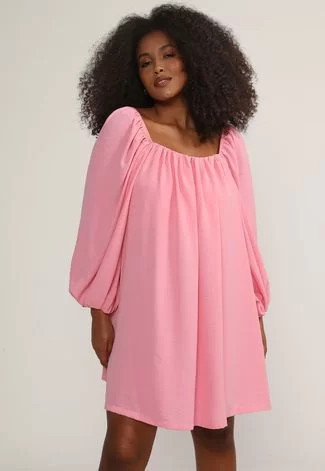 Vestido Lança Perfume Curto Mangas Bufantes Rosa | Dafiti (BR)