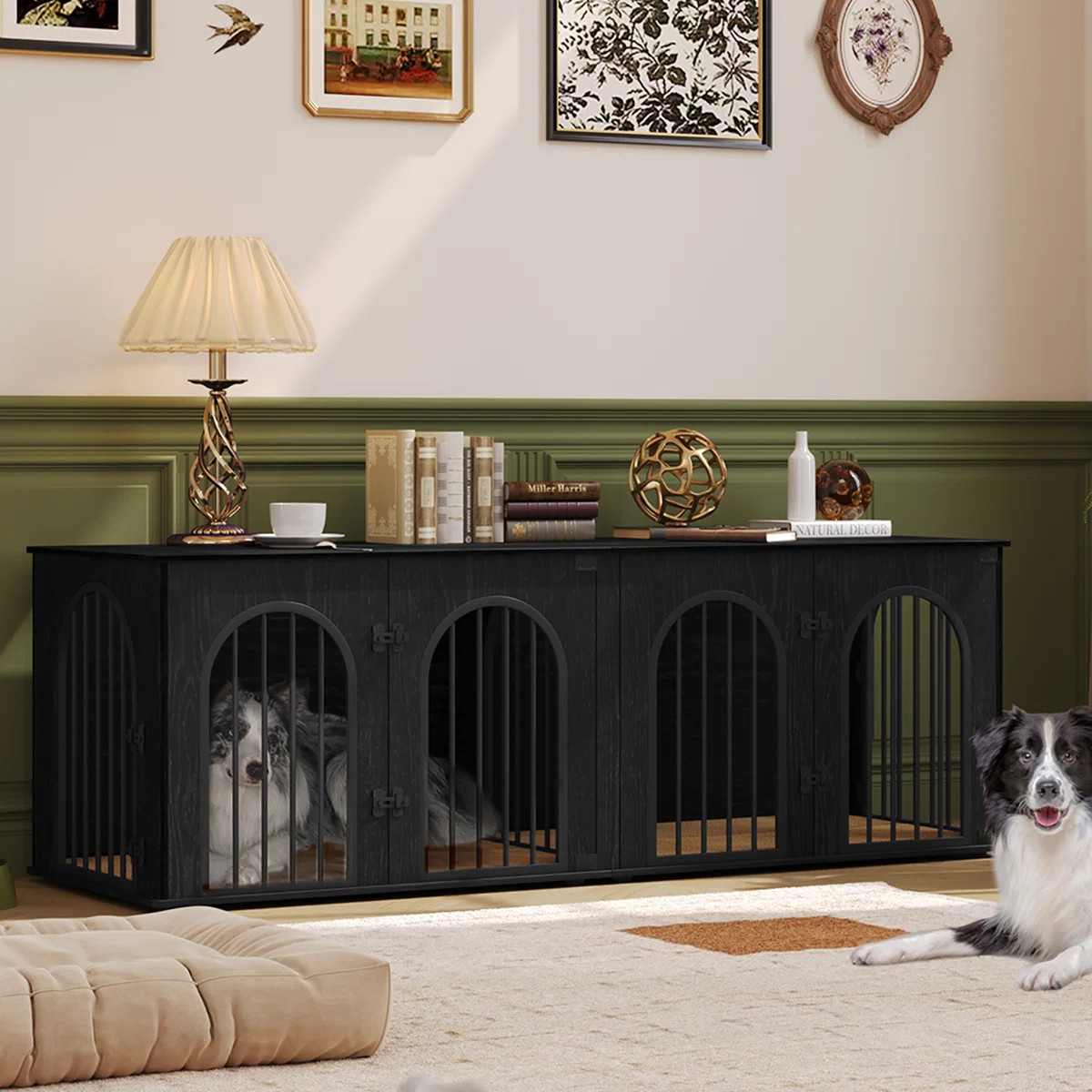 71" Dog Crate Furniture for 2 Dogs, Heavy Duty Indoor Dog Kennel TV Stand, XXL Wooden Dog Cage wi... | Wayfair North America