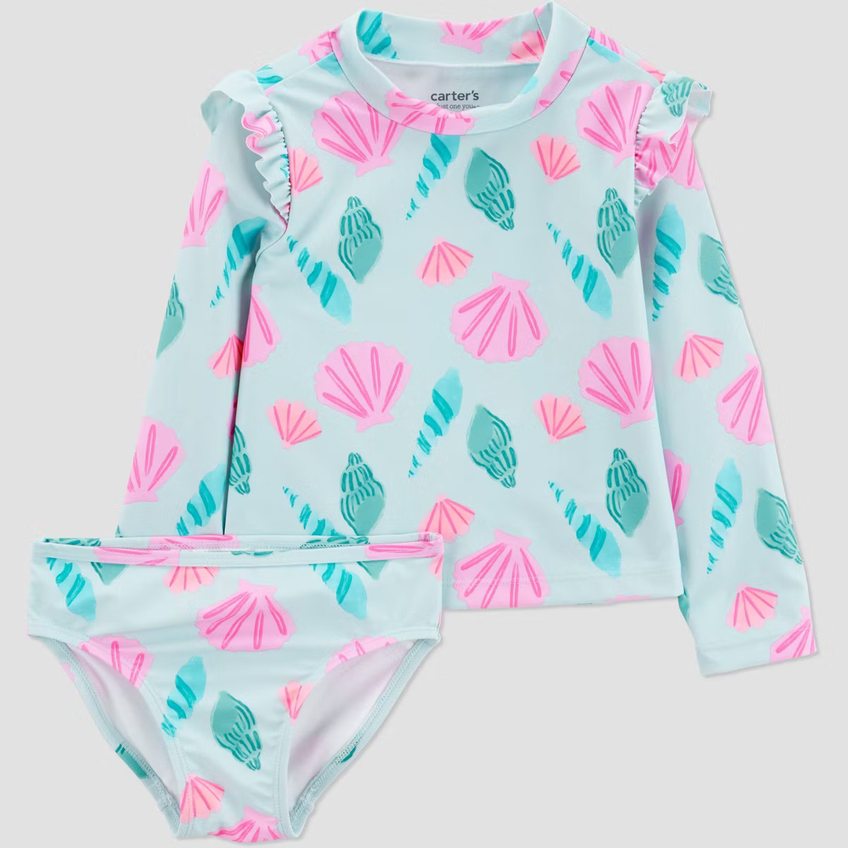 Carter's Just One You® Toddler Boys' Long Sleeve Sea Shell Rash Guard Swimsuit Set - Aqua Blue | Target