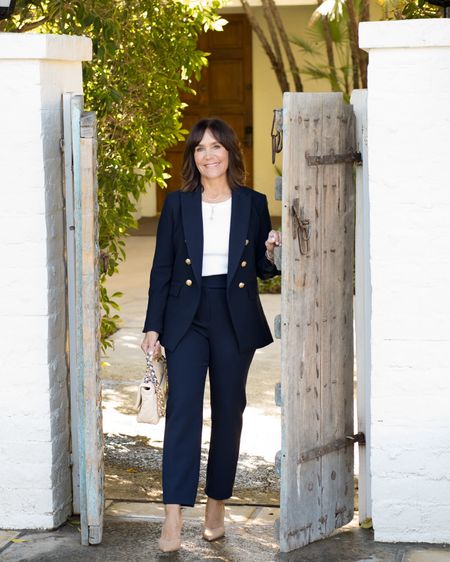 This Veronica Beard Miller Dickey jacket and matching pant is so amazing! I just bought in a pretty lilac and will wear to a nice luncheon next week!
I sized down in the jacket to a 2, and the navy/black pant run TTS so I took my usual 4 

#LTKOver40 #LTKWorkwear #LTKStyleTip