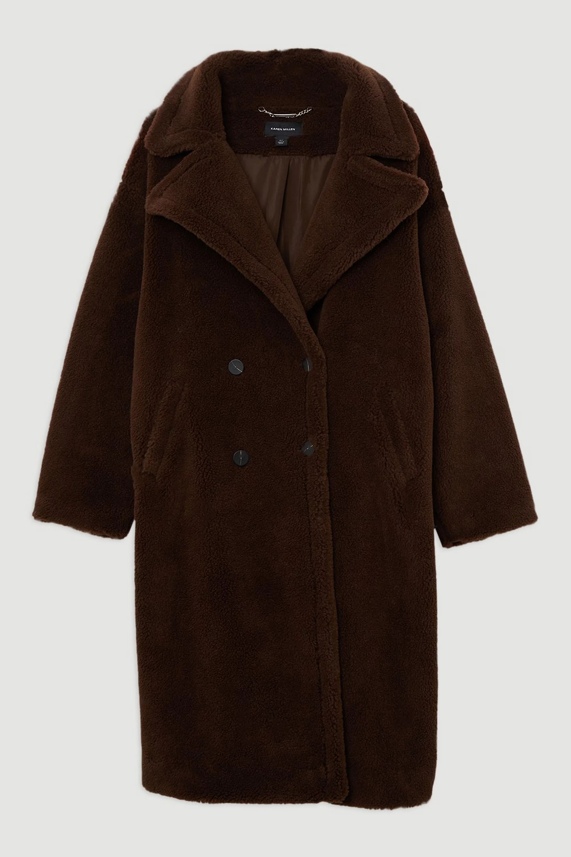 Faux Fur Teddy Longline Coat | Karen Millen US