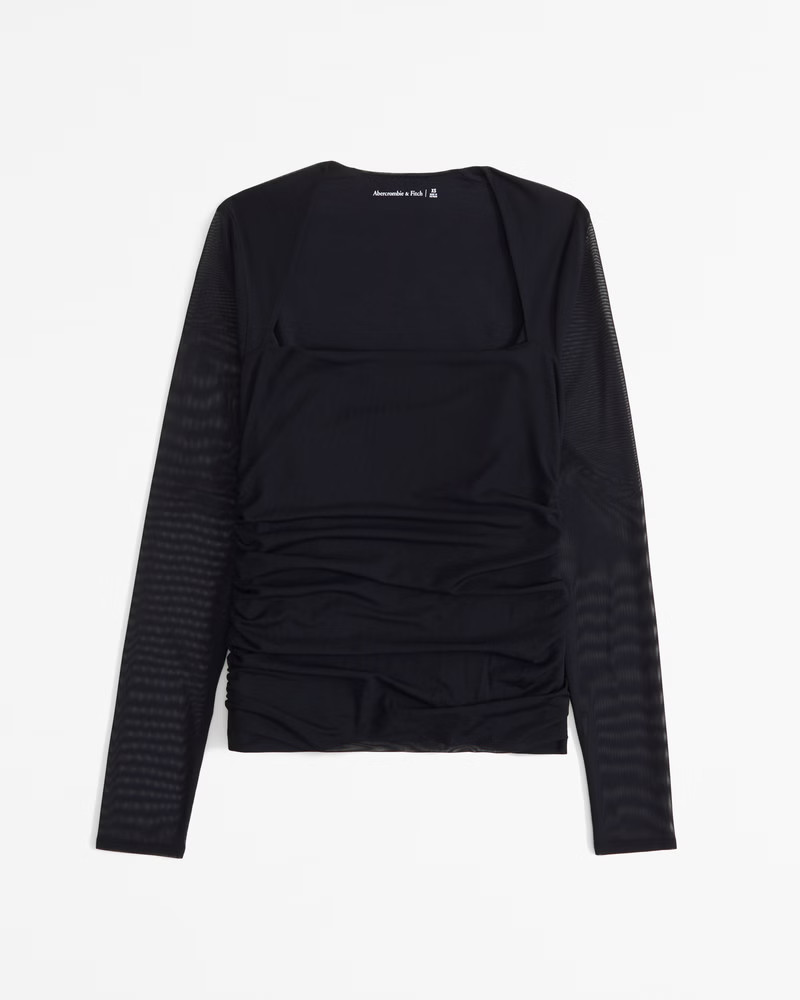 The A&F Ava Long-Sleeve Mesh Top | Abercrombie & Fitch (US)
