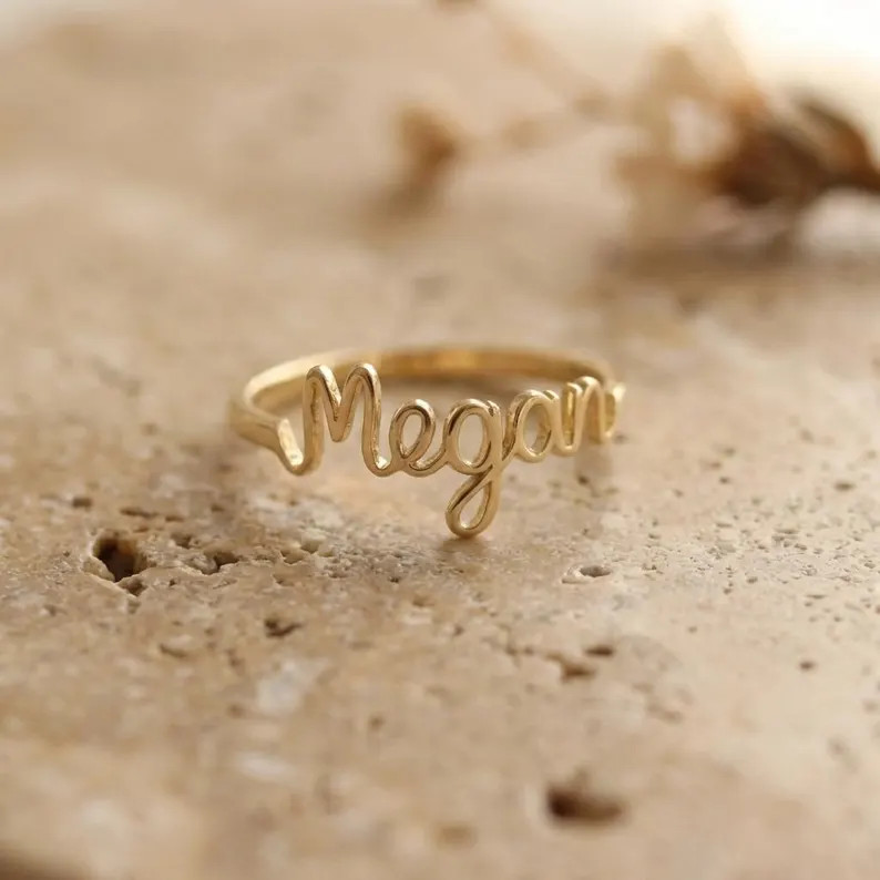 Handwriting Name Ring Personalized Name Ring Band Custom Word Ring Dainty Script Ring Minimalist ... | Etsy (Global)