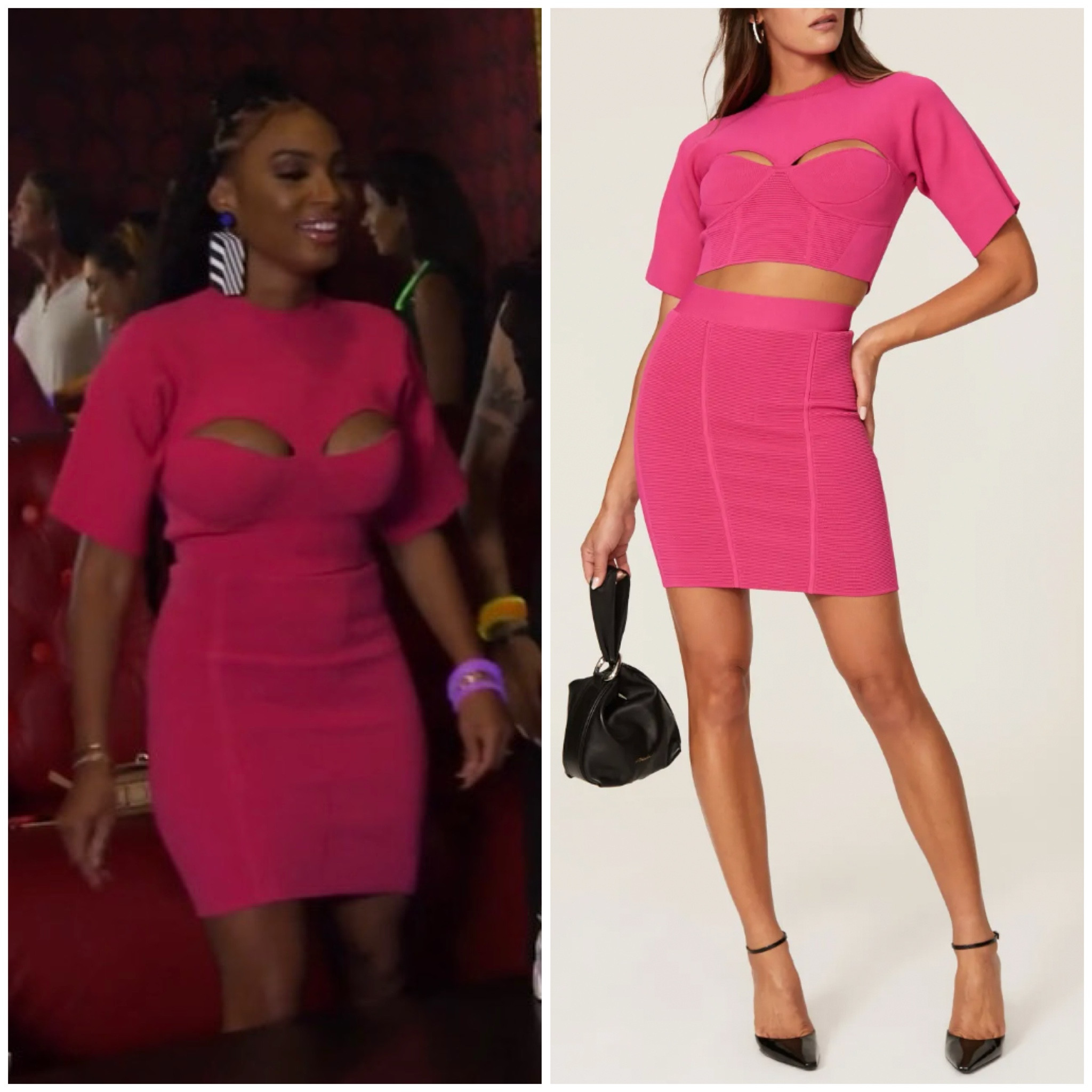 Lesa Melan’s Pink Cutout Crop Top and Skirt Set