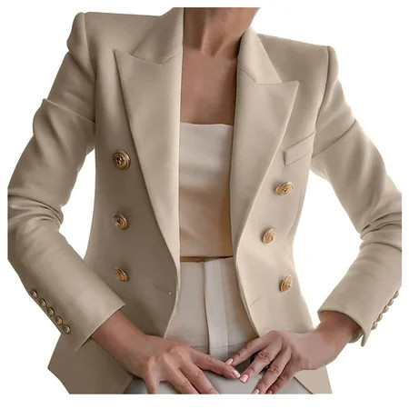 Business Casual Blazer for Women Fashion Suit Jacket Long Sleeve Button Blazers Solid Elegant Work O | Walmart (US)