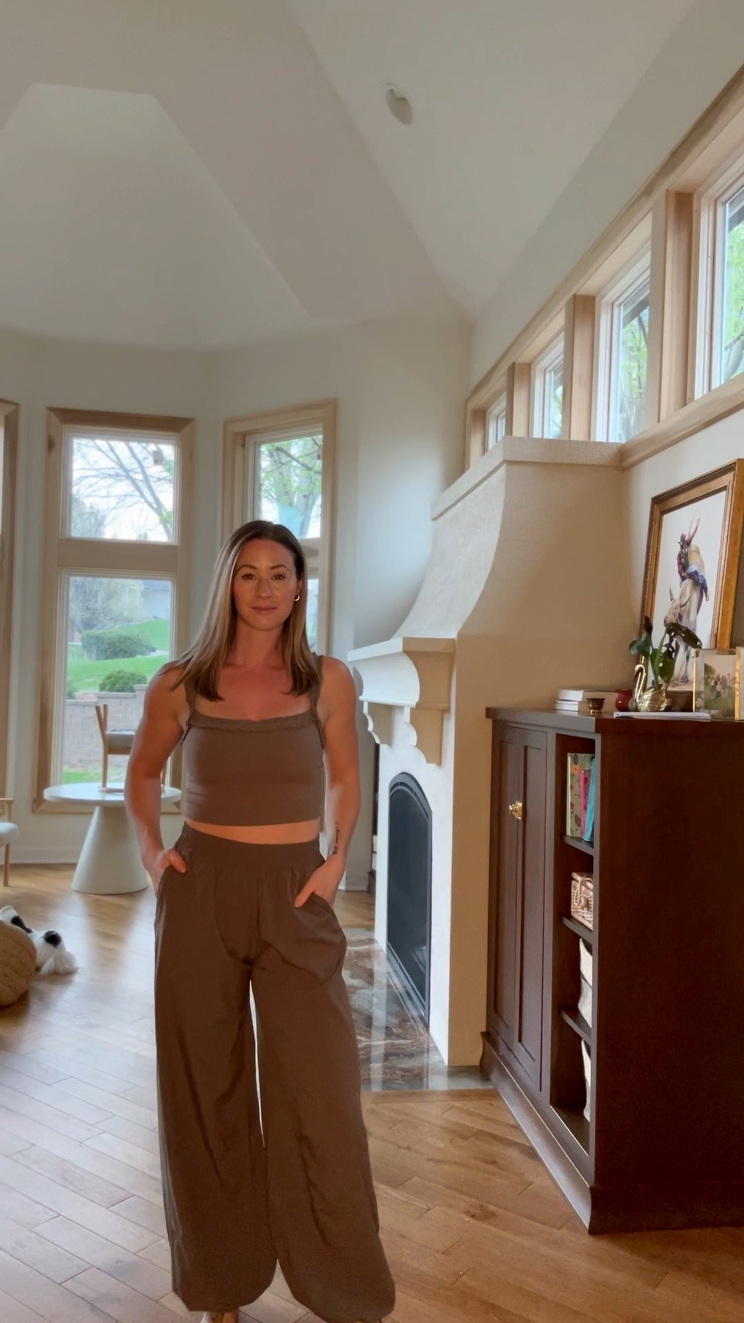 The perfect soft chocolate set 🫶🏼 super lightweight pants that can cinch at the bottom or wear loose. And the scrunch straps on this tank!! I can’t wait to show you the other matching pieces I got. So fun to mix and match! 

#LTKootd #LTKgrwm #LTKmomlife