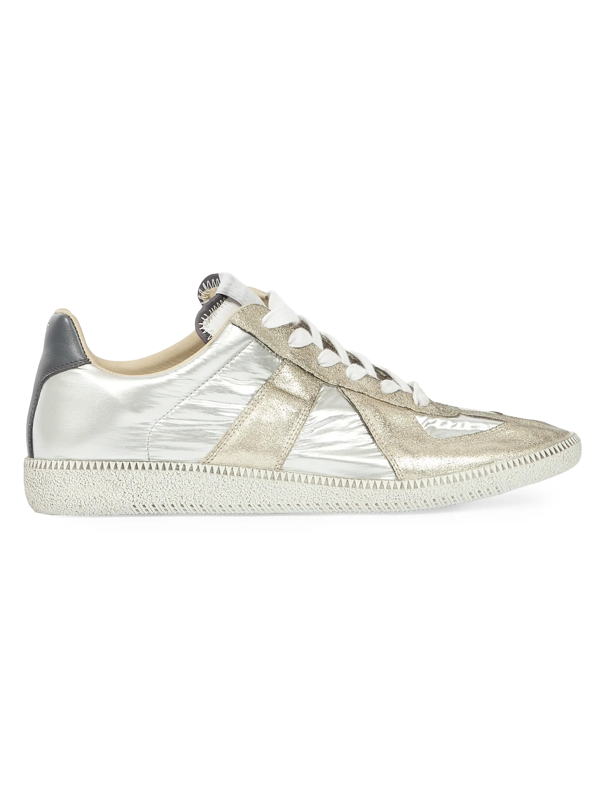 Maison Margiela Replica Metallic Leather Low-Top Sneakers | Saks Fifth Avenue | Saks Fifth Avenue