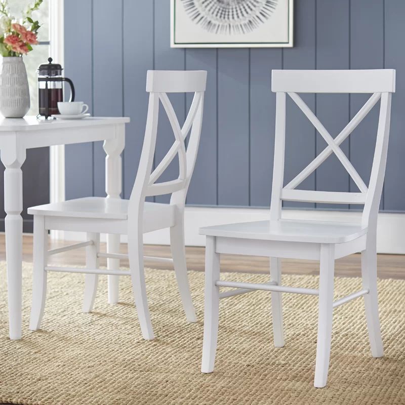 Bellmead Solid Wood Cross Back Side Chair in Bright White | Wayfair North America