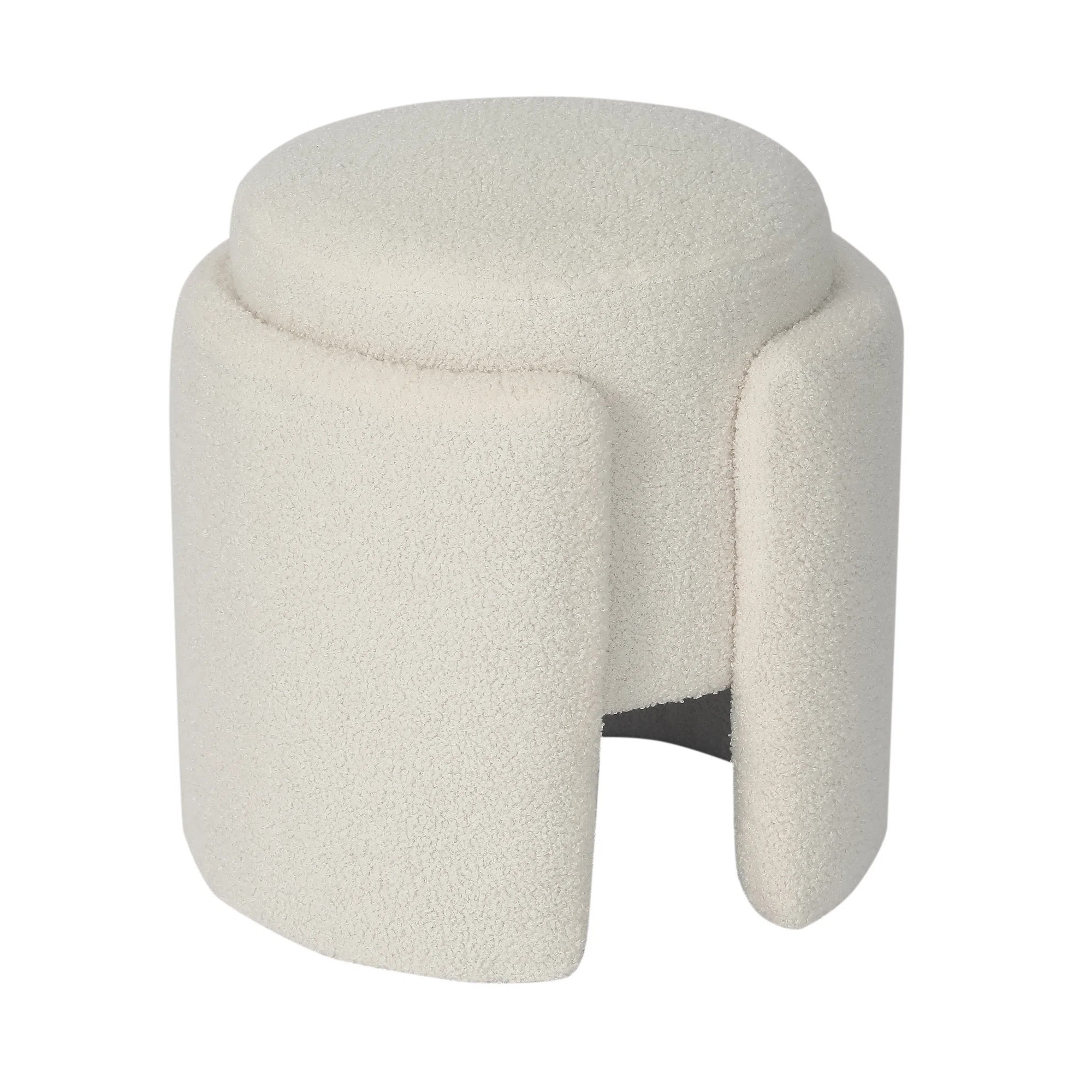 Nowata Teddy Fleece Boucle Upholstered Ottoman Stool | Wayfair North America