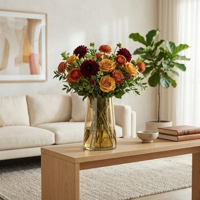 Elegant Tapered Glass Vase with Sleek Finish for Living Room Decor - Elegant Sculpted Flower Table Accent for Bedroom - 8", Gold & Metallic | Target