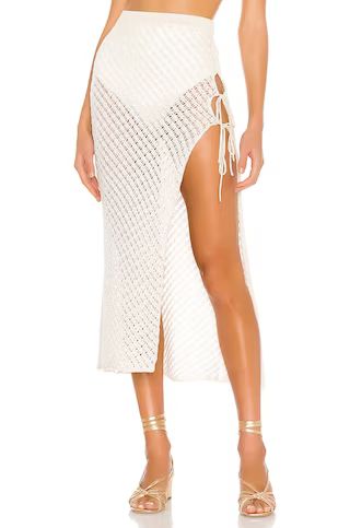 Camila Coelho Offshore Midi Skirt in White & Gold from Revolve.com | Revolve Clothing (Global)