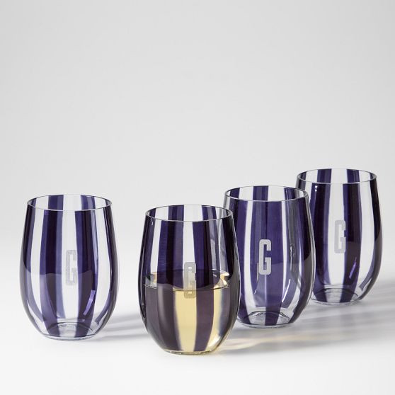 Striped Acrylic Stemless Wine Glasses | Mark and Graham