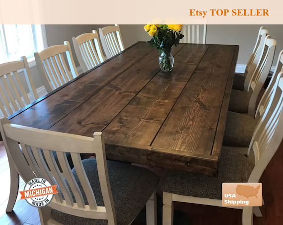 Farm Table, Farmhouse Table, Trestle Table, Dine Room Table, Dine Table, Rustic, Furniture, Vinta... | Etsy (US)