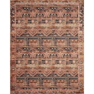 LOLOI II Layla Mocha/Blush 7 ft. 6 in. x 9 ft. 6 in. Distressed Bohemian Printed Area Rug LAYLLAY... | The Home Depot