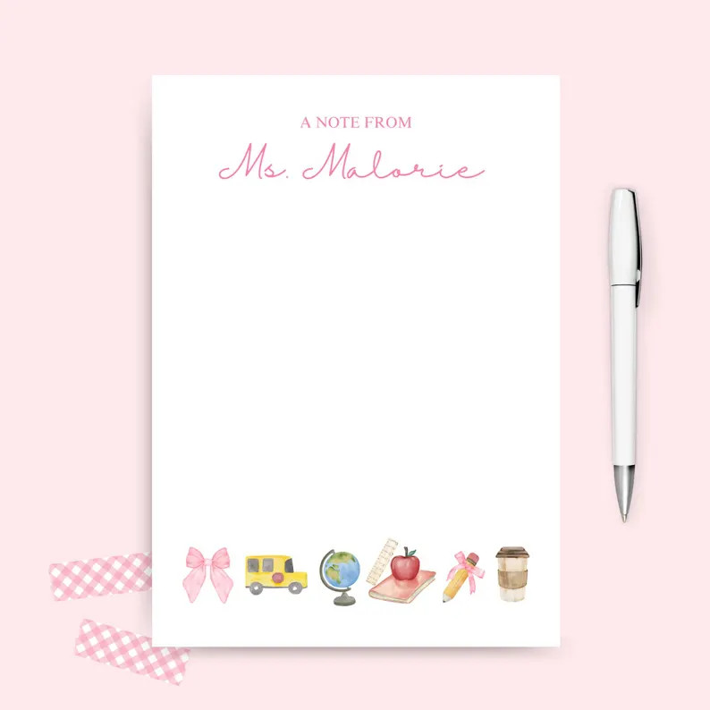 Custom Teacher Notepad + Personalized Teacher Notepad + Coquette Teacher Notepad + Preppy Teacher... | Etsy (US)