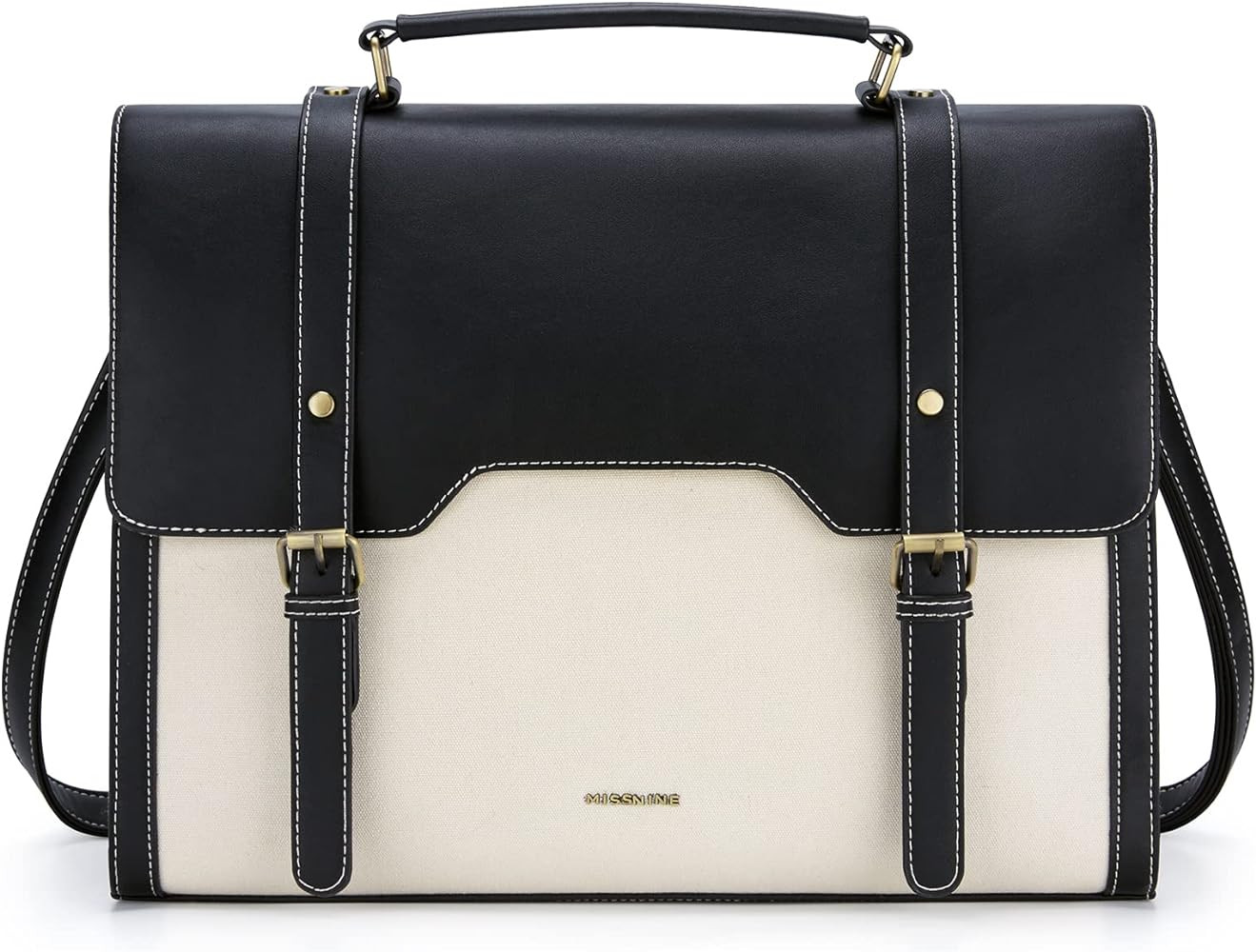 Missnine Laptop Bag 15.6 inch Canvas Messenger Bag for Women Professional Work Bag Shoulder Bag T... | Amazon (US)