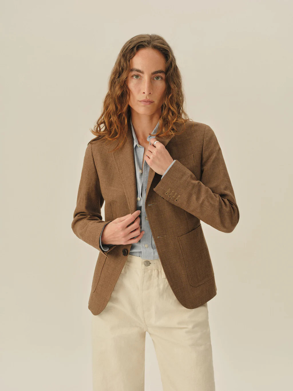 Rust Puppytooth Shrunken Academy Linen Blazer - Buck Mason- Modern American Classics | Buck Mason